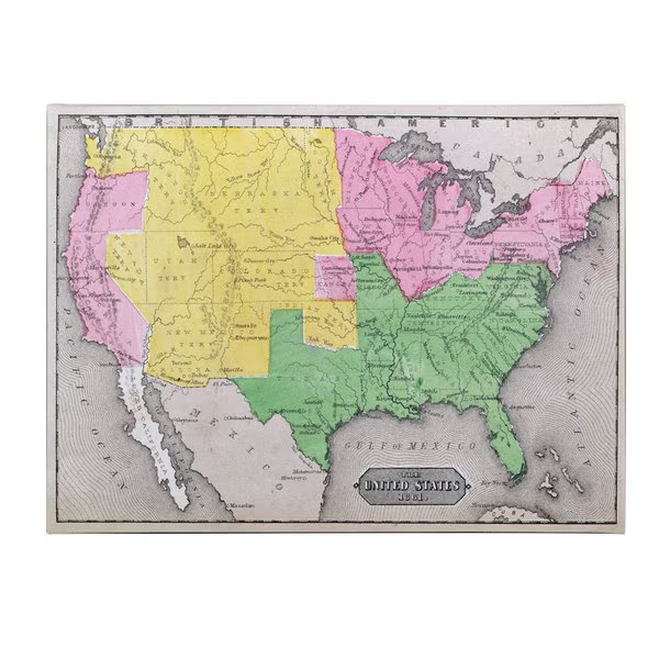 'Map of the United States in 1861' Canvas Art, 30x47, Trademark Fine Art, Mfr#: BL00637-C3047GG